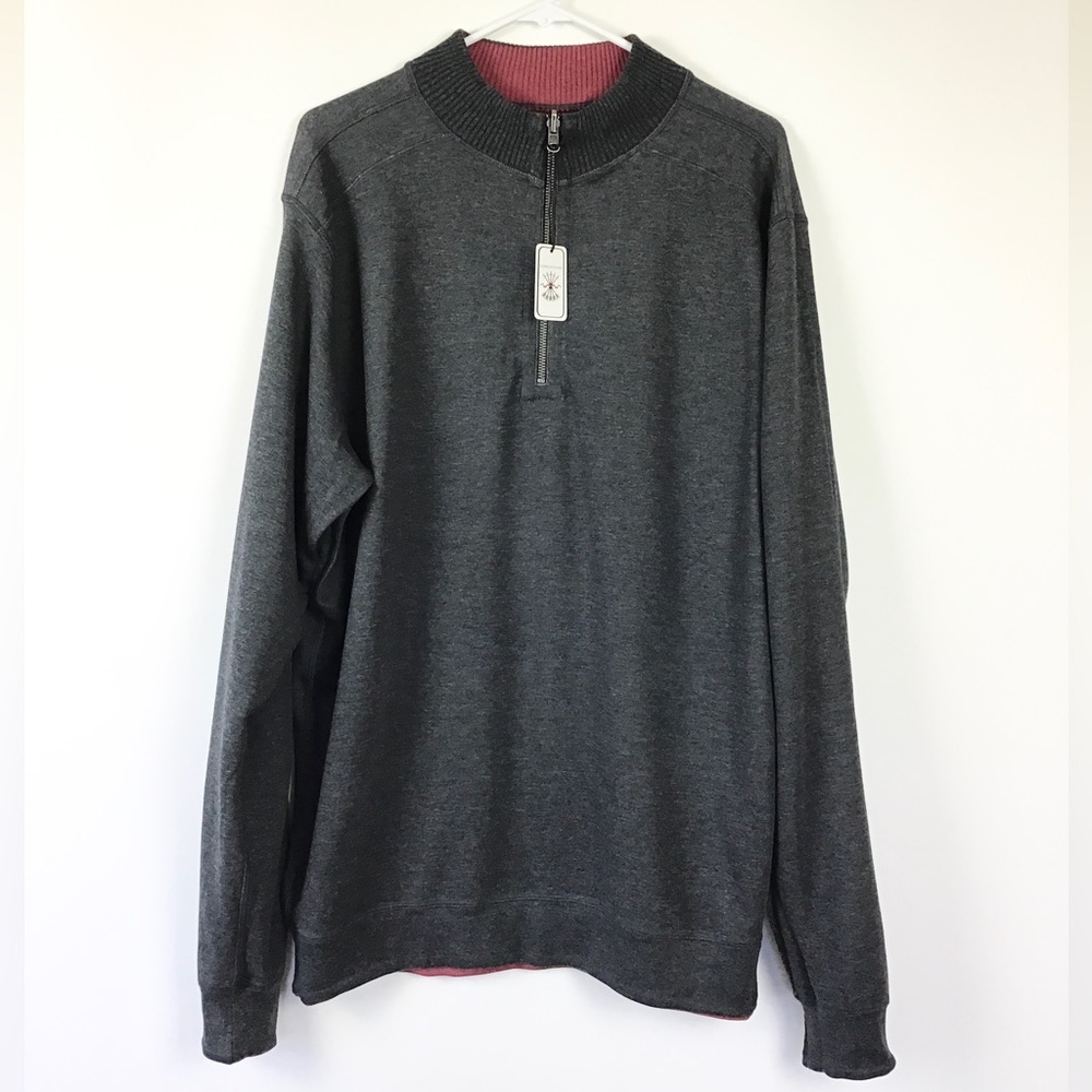 Low Country Men Sweater Black/Red Cotton Blend Size L